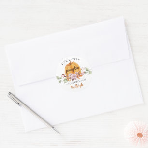 Sticker Rond Notre Petite Citrouille fête d'anniversaire