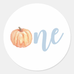 Sticker Rond Notre petite citrouille Un gâteau pastel bleu pour