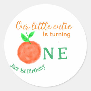 Sticker Rond Notre petite cuite orange un agrumes d'anniversair