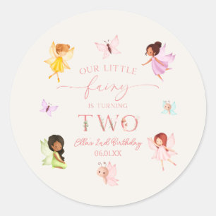 Sticker Rond Notre Petite Fée Enchantée 2e fête d'anniversaire