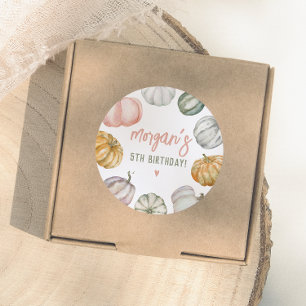 Sticker Rond Notre petite fête d'anniversaire de citrouille