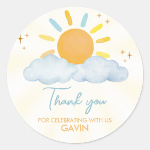 Sticker Rond Notre petite fête d'anniversaire Sunshine