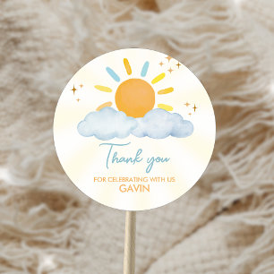 Sticker Rond Notre petite fête d'anniversaire Sunshine