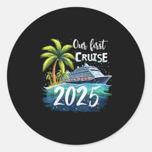 Sticker Rond Notre première croisière 2025 ensemble voyage en f