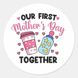 Sticker Rond Notre première fête des mères ensemble Mariages de