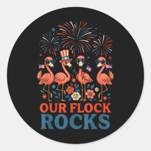 Sticker Rond Notre troupeau en roche flamant patriotique pour h