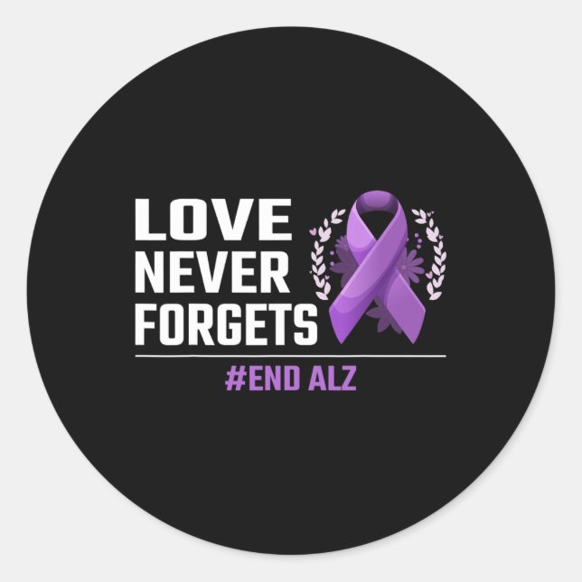 Sticker Rond N'oublie jamais Alzheimer Purple Ribbon Heimer Awa (Devant)
