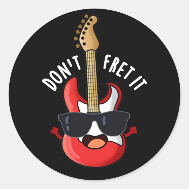 Sticker Rond N'oublie pas ça amusant jeu de guitare Pun Dark BG (Devant)