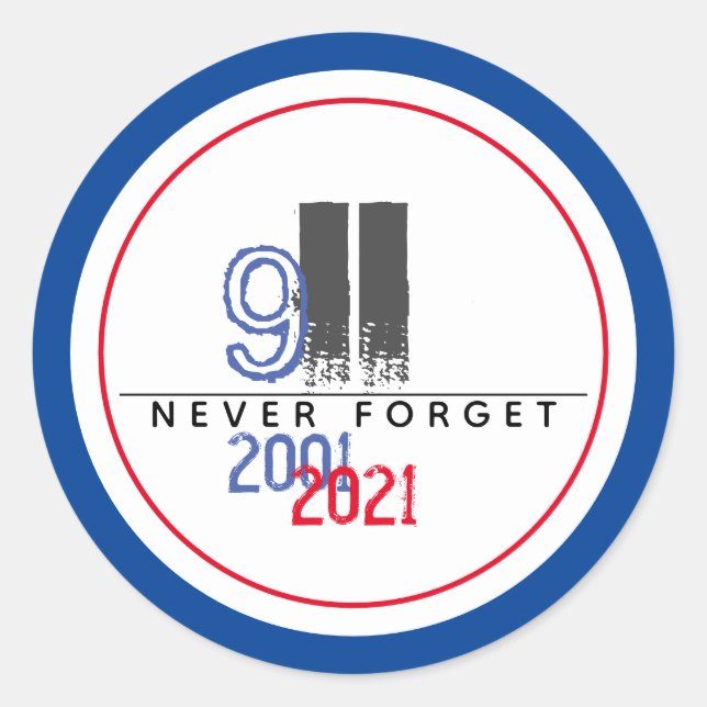 Sticker Rond N'oubliez jamais 911 Patriotic World Trade Center (Devant)
