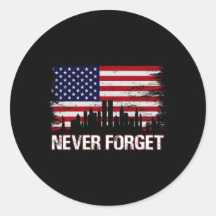 Sticker Rond N'oubliez jamais le drapeau américain 911 Patrioti