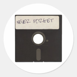 Sticker Rond N'oubliez jamais les disquettes de l'ordinateur