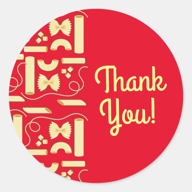 Sticker Rond Nouilles Pasta Enfant 1er Anniversaire fête Italie (Devant)