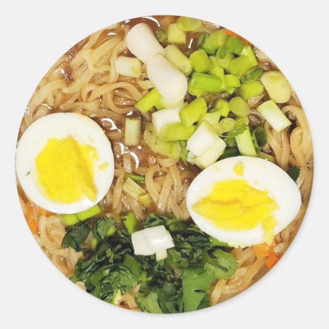 Sticker Rond Nouilles, Ramen Funny Soupe Photo (Devant)