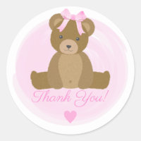 Nounours Arc Rose Mignon Remerciement Baby Shower