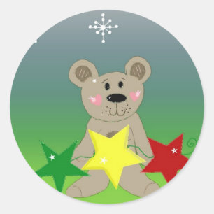 Sticker Rond Nounours avec étoiles