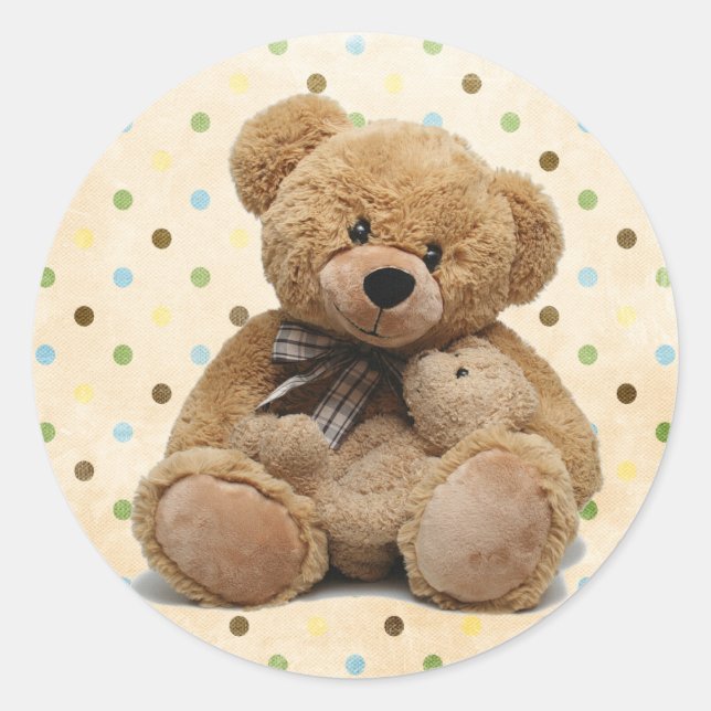 Sticker Rond Nounours Brown en Pois (Devant)