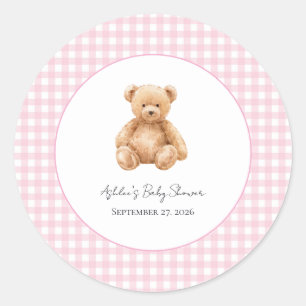 Sticker Rond Nounours Classique Ours en Peluche Baby Shower  Au