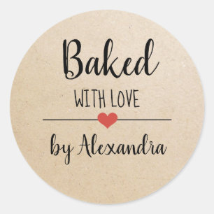 Sticker Rond Nourri avec nom de script kraft d'amour