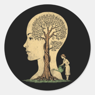 Sticker Rond Nourrir le cerveau Prévention de la sensibilisatio
