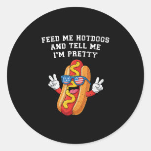 Sticker Rond Nourris hot-dogs et dis hot-dog 4 juillet