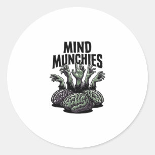 Sticker Rond Nourriture de cerveau de mort-vivant Vintage Mains