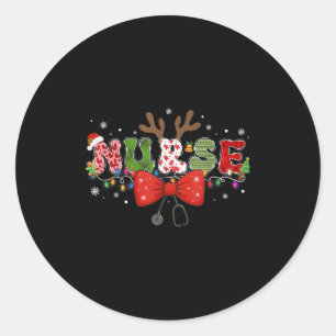 Sticker Rond Nourriture de Noël Coquette Bow Stethoscope Reinde