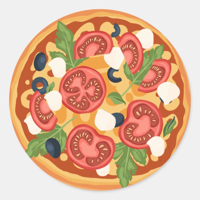 Sticker Rond nourriture pour amateurs de pizza (Devant)
