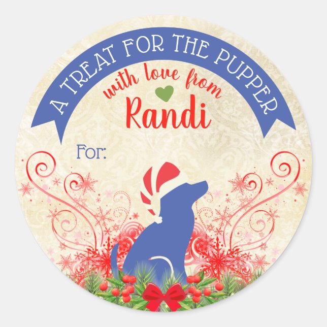 Sticker Rond Nourriture pour animaux de Noël gâteries personnal (Devant)