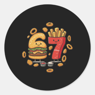 Sticker Rond Nourriture Rapide Drôle 67 Burger Frites Poulet Si
