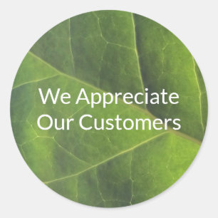 Sticker Rond Nous apprécions nos clients, Petite Entreprise Ver