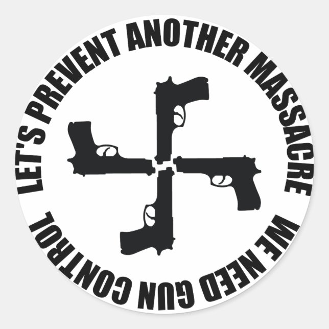 Sticker Rond Nous Avons Besoin De Contrôle Des Armes À Feu (Devant)