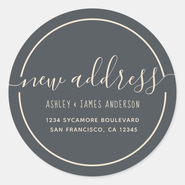 Sticker Rond Nous avons déplacé Black Ivory nouvelle adresse (Devant)
