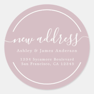Sticker Rond Nous avons déplacé Pastel Purple Nouvelle adresse