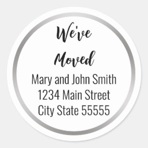 Sticker Rond Nous avons déplacé Silver White Black Moving Faire