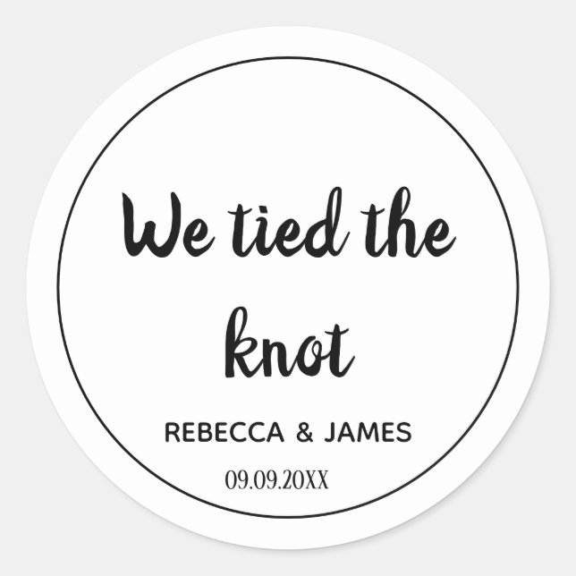 Sticker Rond Nous avons noué le noeud Mariage blanc (Devant)