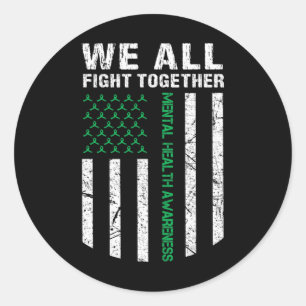 Sticker Rond Nous combattons tous ensemble Drapeau américain Se