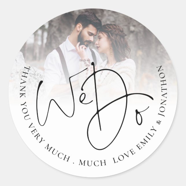 Sticker Rond Nous faisons du Mariage de Merci photo (Devant)
