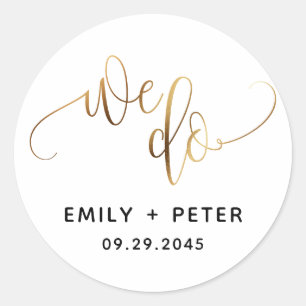 Sticker Rond Nous faisons Gold Black Lovely Script Typographie 
