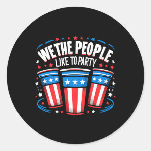 Sticker Rond Nous Le Peuple Aimons Faire La Fête Beer Pong Drôl