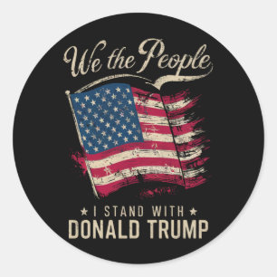 Sticker Rond Nous Le Peuple Je Soutiens Donald Trump Vintage