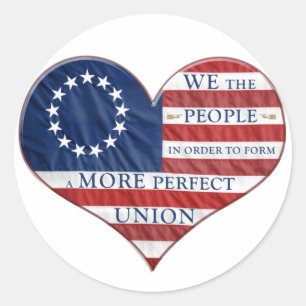 Sticker Rond Nous Le Peuple Le Coeur Du Drapeau Américain