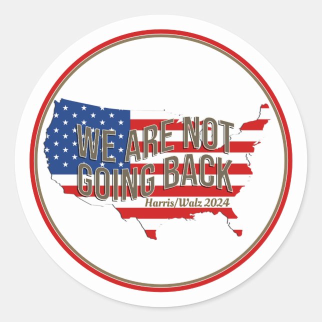 Sticker Rond Nous ne retournons pas aux États-Unis (Devant)