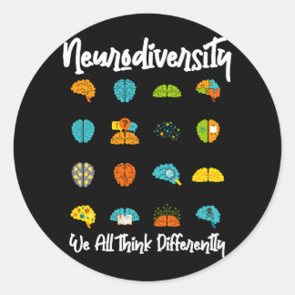 Sticker Rond Nous pensons tous différemment Neurodiversité Chem