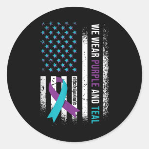 Sticker Rond Nous Portons Violet &amp; Turquoise, Prévention du