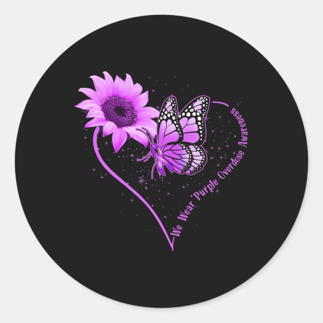 Sticker Rond Nous Portons Violet Ribbon Sunflower Surdose Sensi (Devant)