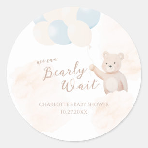 Sticker Rond Nous pouvons à peine attendre   Fête de bébé garço