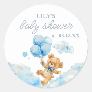 Sticker Rond Nous pouvons à peine attendre la Baby Shower Blue 