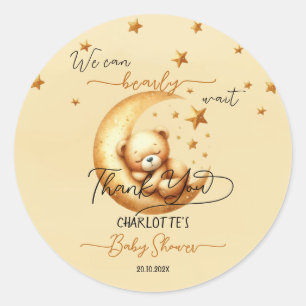 Sticker Rond Nous pouvons à peine attendre Mignon bébé ours Bab