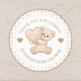 Sticker Rond Nous pouvons à peine attendre Ours en peluche Baby