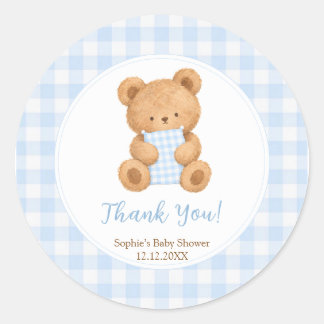 Sticker Rond Nous Pouvons à peine Attendre Ours Garçon Baby Sho